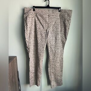 CJ BANKS Taupe Floral Pull On Pants